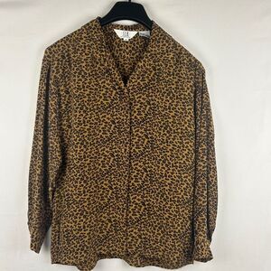 Vintage SLB leopard silk blouse shirt size M